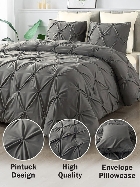 Marquis Luxurious Pinch Pleated All-Season Comforter With  Pillow Shams